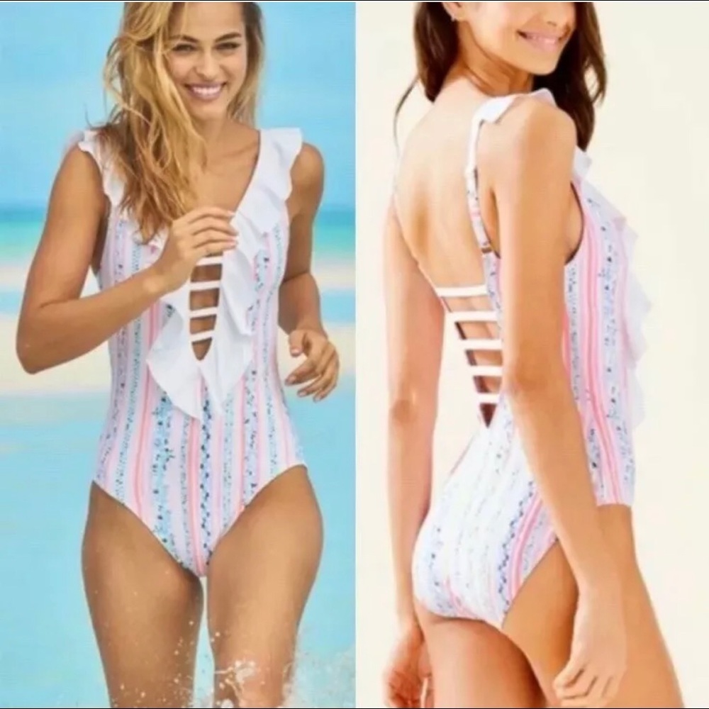 NWT Lilly Pulitzer Carmen One Piece Seastripe Sz 6